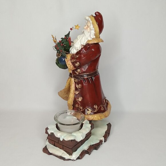 Vintage Christmas Candle Holder With Original Box Ceramic Santa Gift Link 2003 - Picture 3 of 11